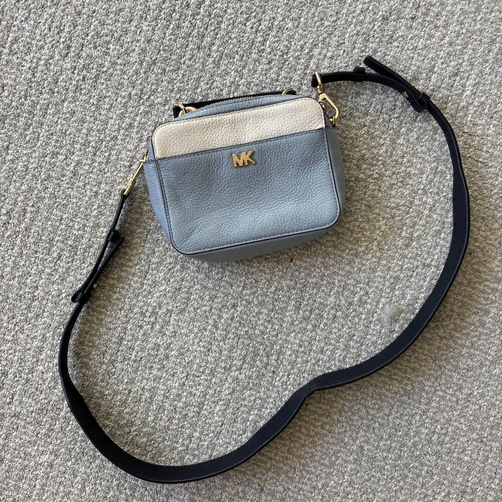 Michael Kors Mini Guitar Strap Crossbody - Blue Colorblock Leather